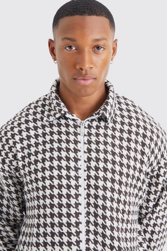 Langärmliges kastiges Oversize Jacquard Overshirt