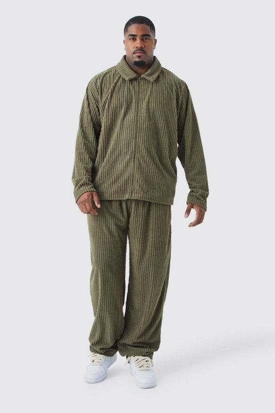 Plus gerippte Harrington-Jacke & Hose