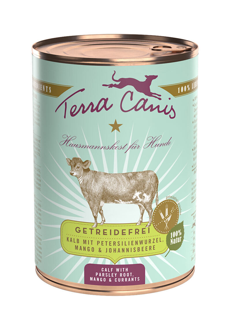 Terra Canis Hundenassfutter Terra Canis Getreidefrei Adult 6x400g Kalb mit Petersilienwurzel, Mango & Johannisbeere