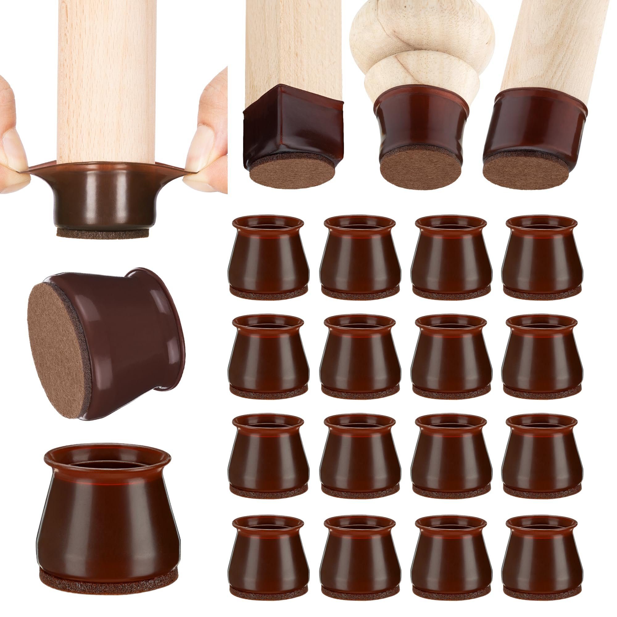 Aneaseit Stuhlsocke Filzunterseite, weiche Silikon-Pads für Möbelfüße Hartholzböden groß, Aneaseit Stuhlbein-Bodenschoner 5,1 cm x 16 Stück Dunkles Walnuss