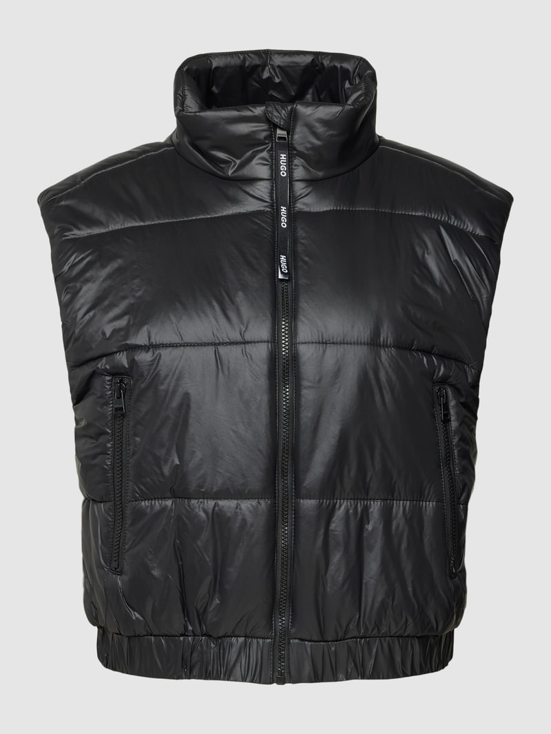 Cropped Weste mit Stehkragen Modell 'FELERE' in schwarz