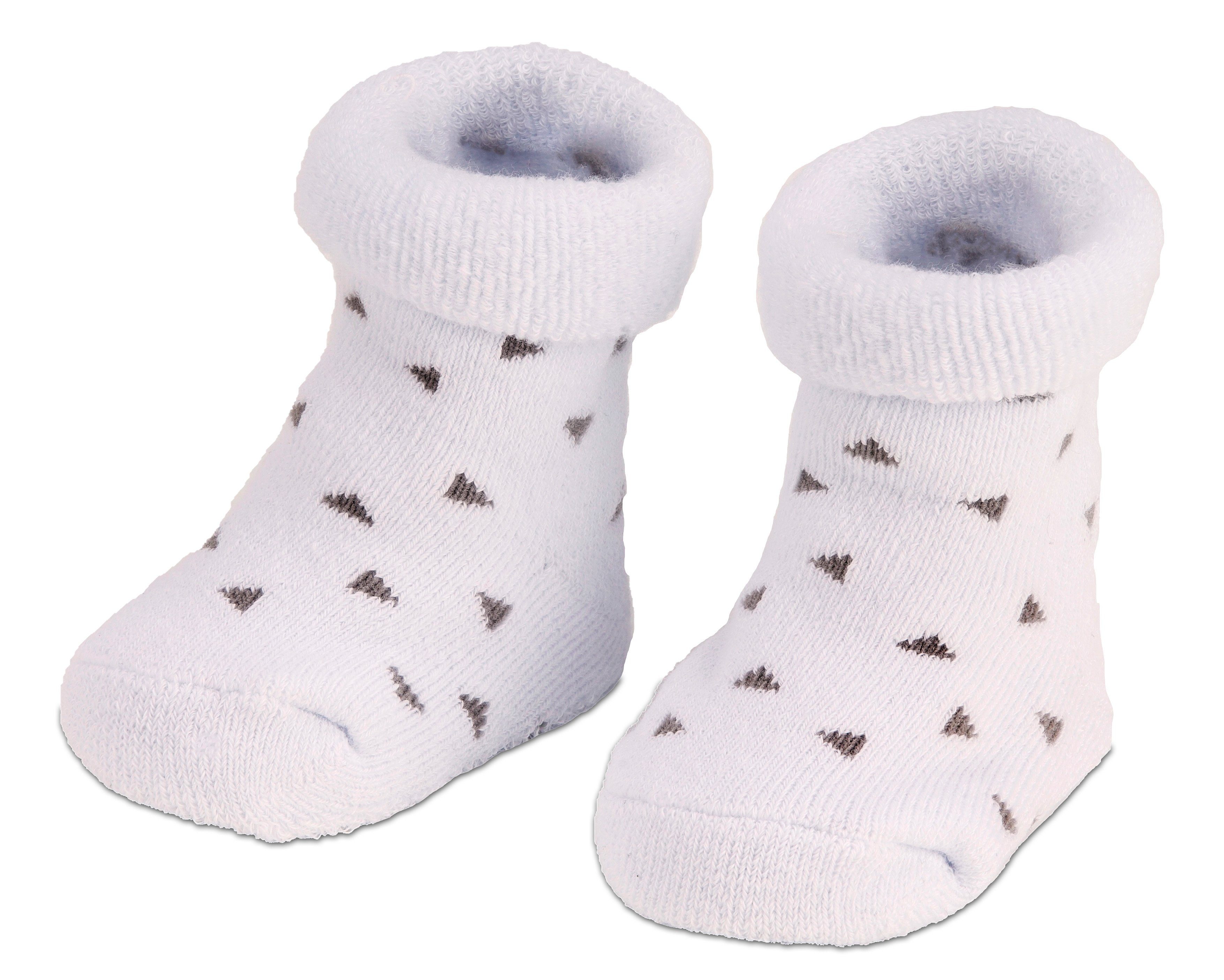 BRUBAKER Socken Babysocken für Mädchen 0-12 Monate (3-Paar, Baumwollsocken mit Dreiecken und Streifen) Baby Geschenkset für Neugeborene in Geschenkverpackung mit Schleife