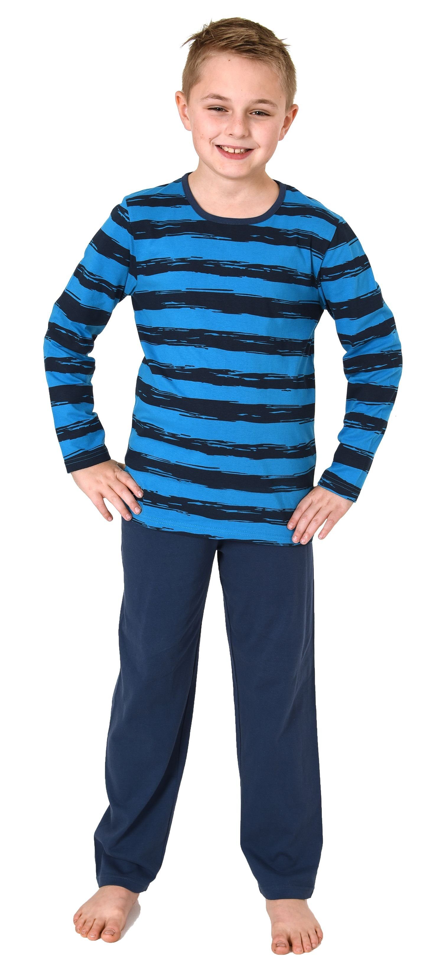 Normann Pyjama Jungen Pyjama lang mit coolem Streifen-Muster - 212 10 700
