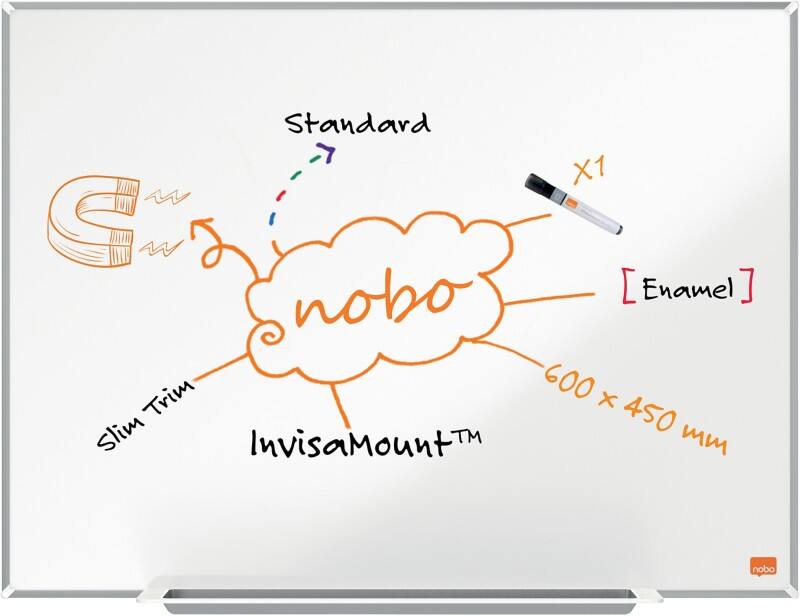 Nobo Impression Pro Whiteboard 1915394 Wandmontiert Magnetisch Emaille 60 x 45 cm Schlanker Rahmen