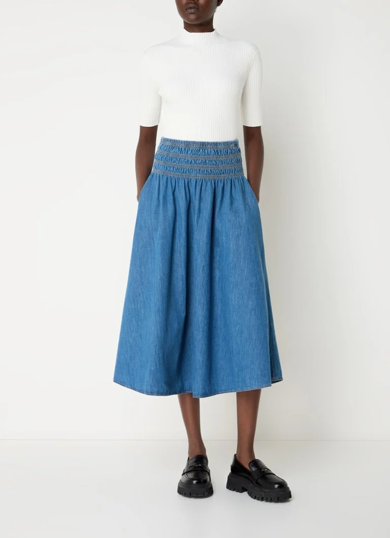 Maje Midirock aus Chambray mit Seitentaschen