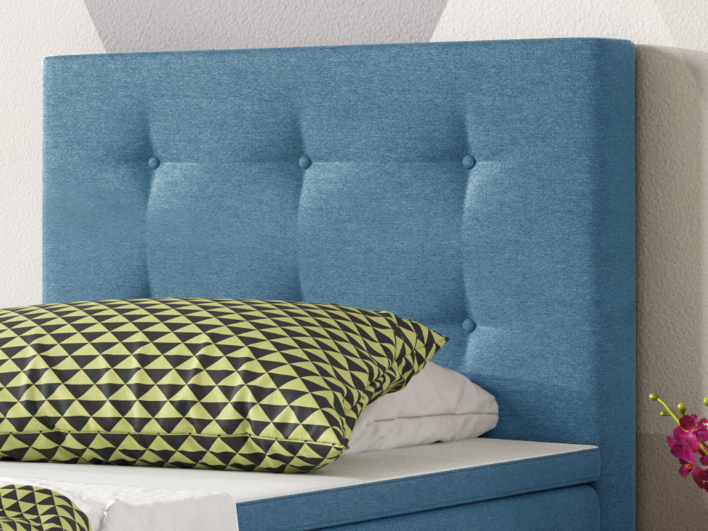IHG Boxspringbett Köln 90x200 Webstoff Blau