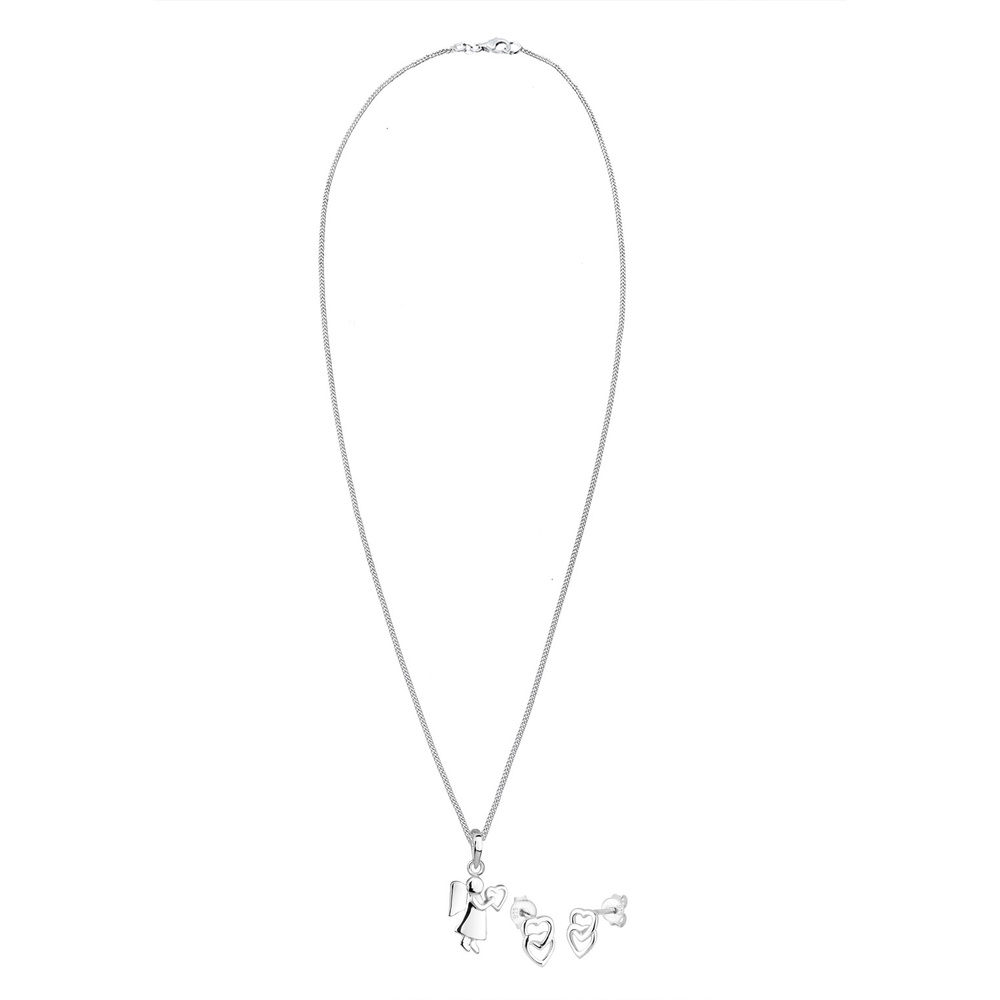 Elli Elli Ensemble de Bijoux Femme Pendentif Ange au Coeur Ludique en Argent Sterling  Bijoux