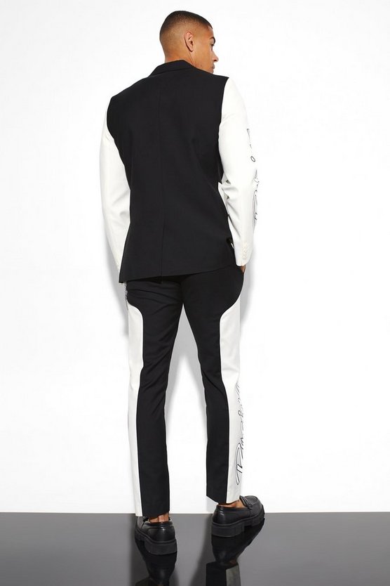 Slim-Fit Moto Colorblock Anzugjacke