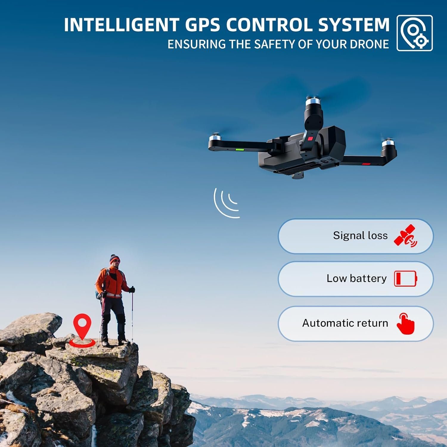 TEEROK T18S GPS mit Kamera 4K für Erwachsene, 5G Übertragung Drohne (1920*1080P, mit Automatische Rückkehr Follow Me Bürstenloser Motor 44 Min Flugzeit)