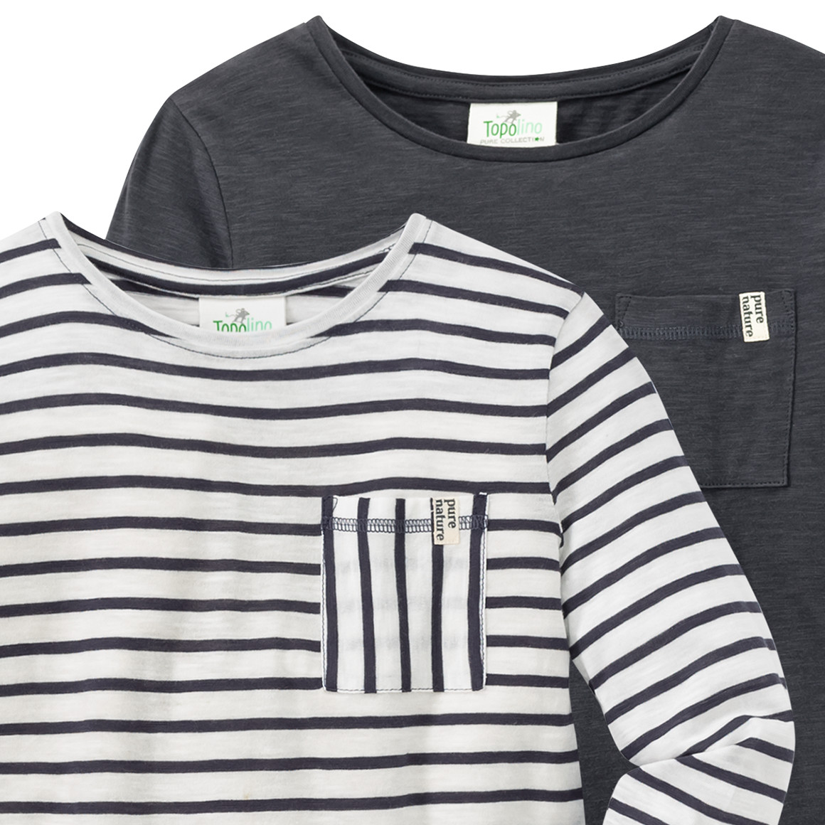 2 Kinder Langarmshirts mit Flammgarn