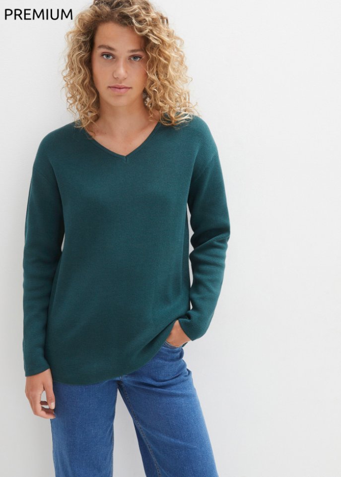 Essential Milano Rib Pullover mit V-Ausschnitt