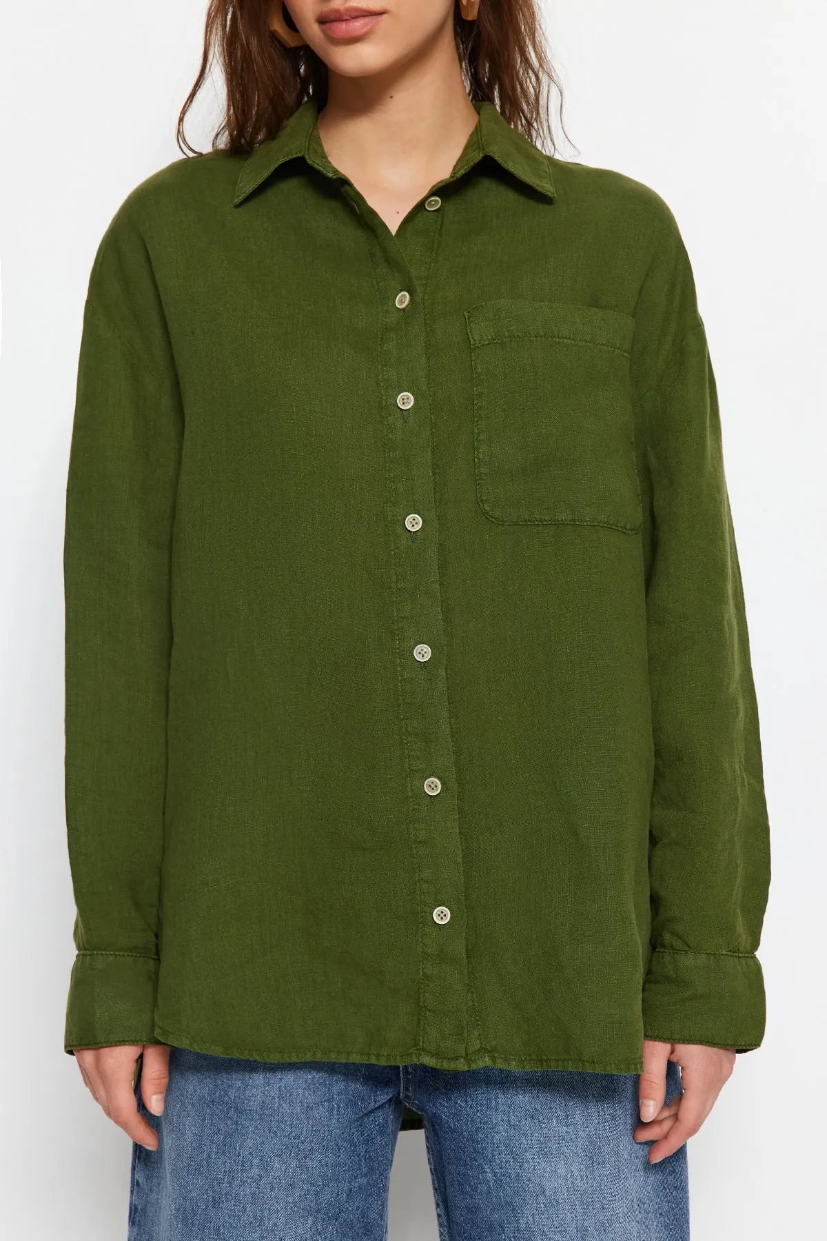 Trendyol Collection  Hemd - Khaki - Oversized