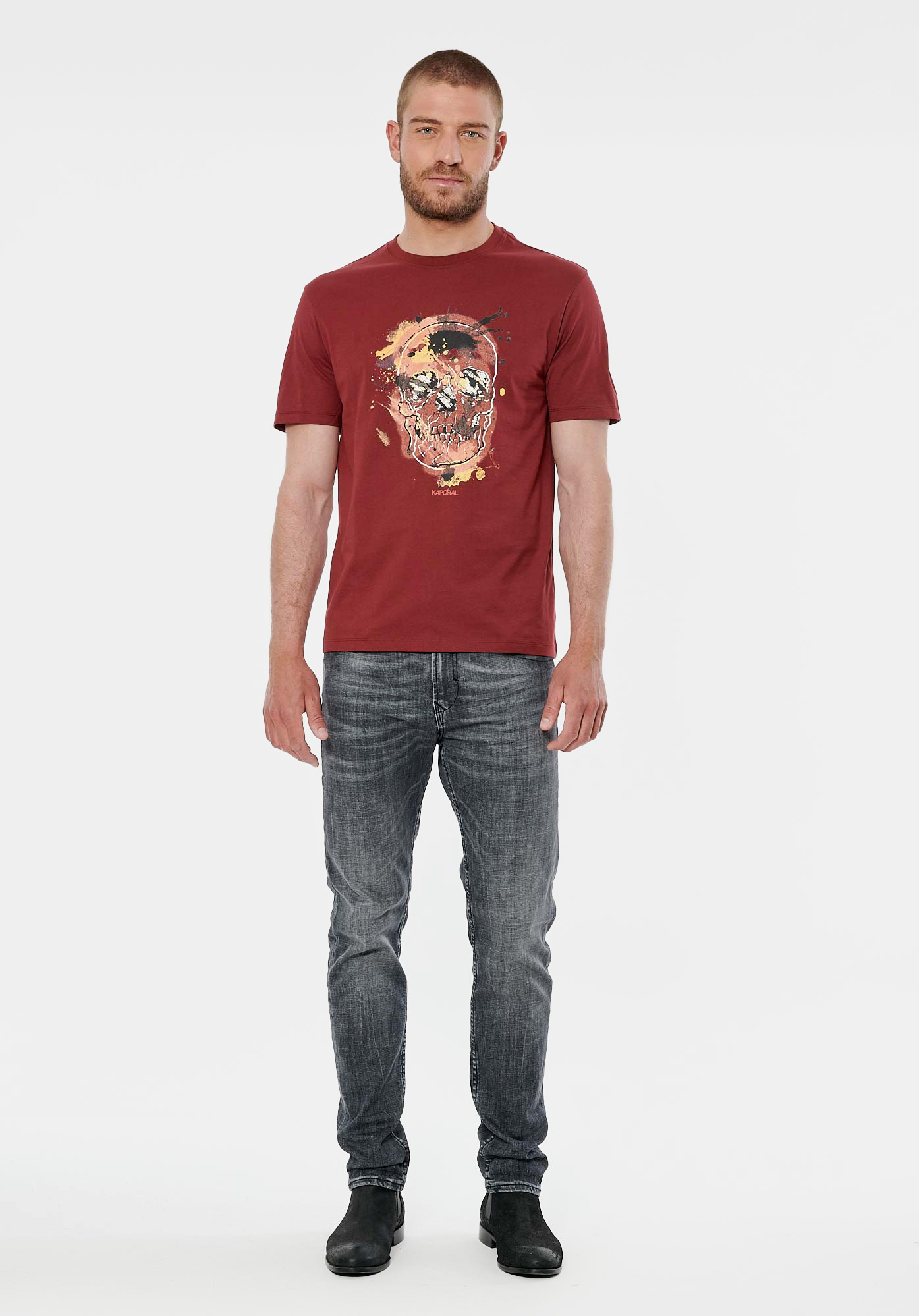 TAINT  T-shirt bordeaux homme 100% coton bio