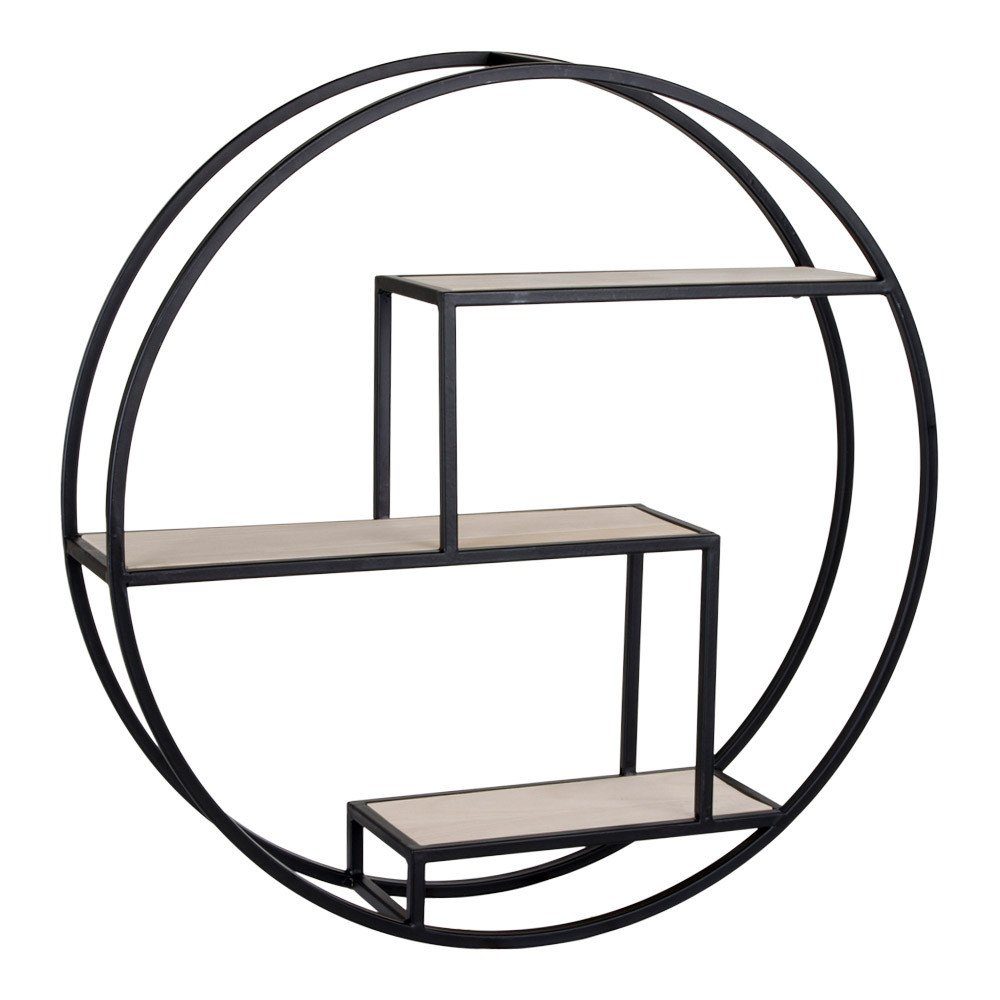 House Nordic Bücherregal Rotterdam-Regal – Rundes Regal, Naturholzregale mit schwarzem Ra...
