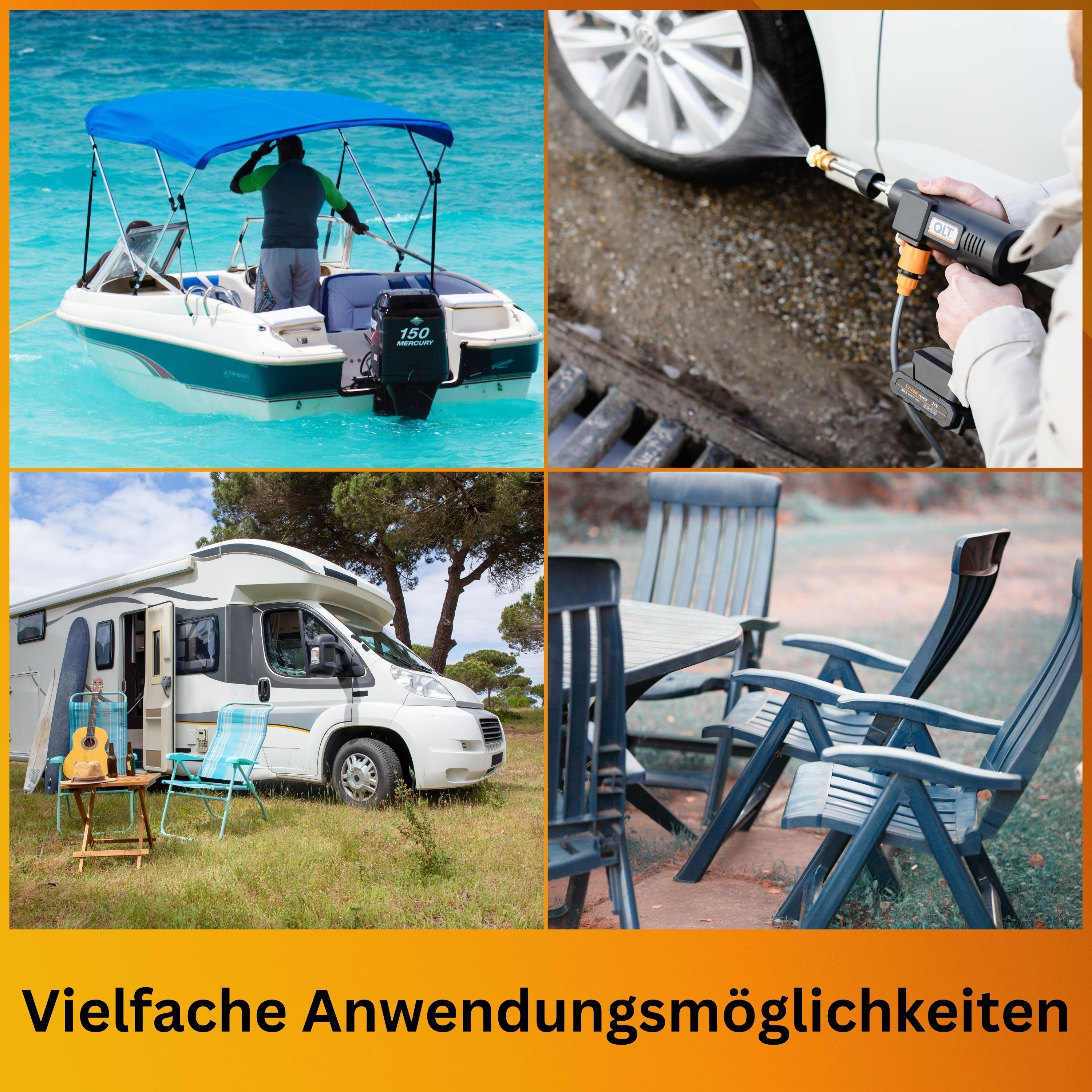 BoomDing Akku-Hochdruckreiniger Akku Hochdruckreiniger - 40 Bar - Perfekt für unterwegs und zu Hause, Fördermenge max: 252,00 l/h