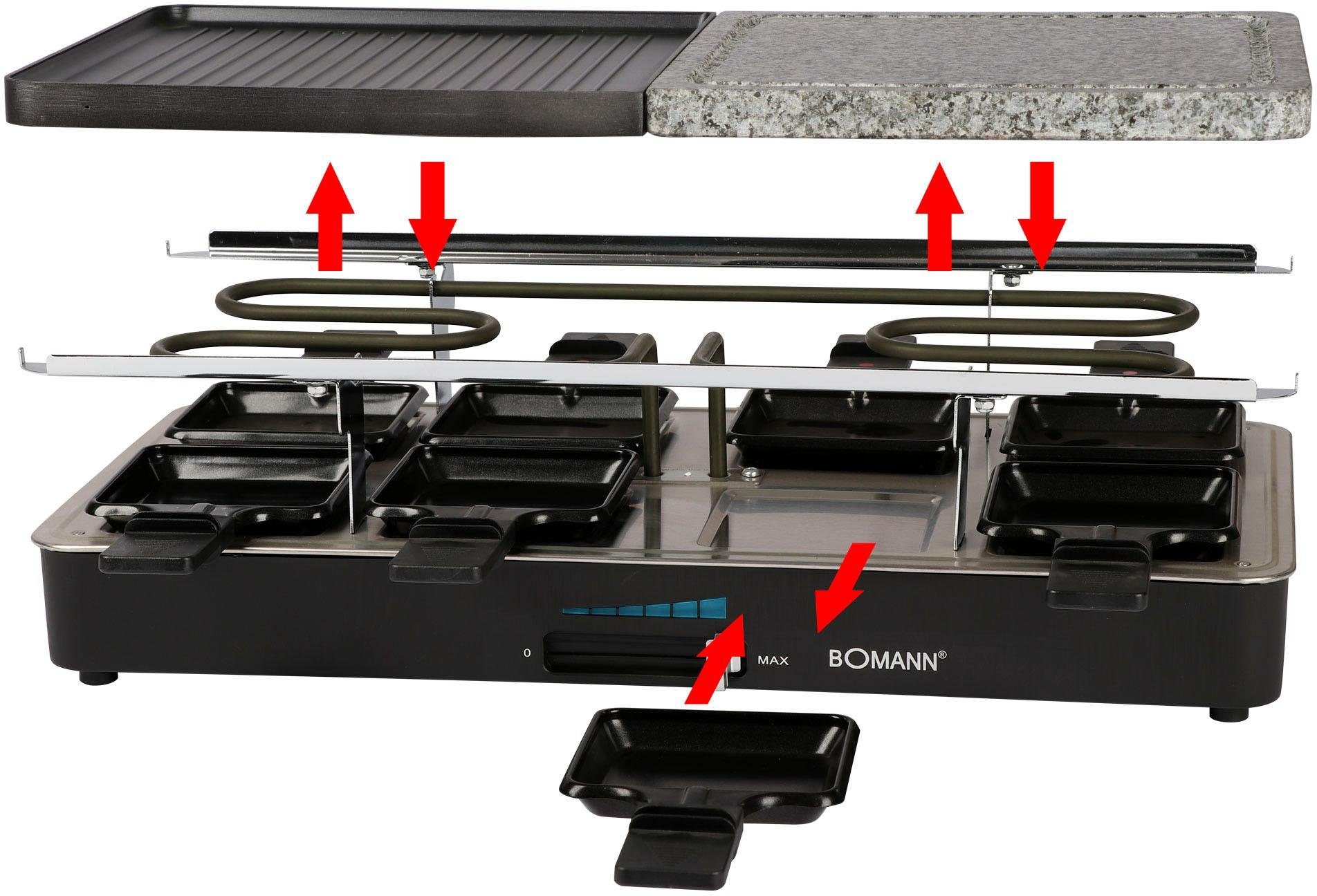 BOMANN Raclette RG 2279 CB, 8 Raclettepfännchen, 1400 W