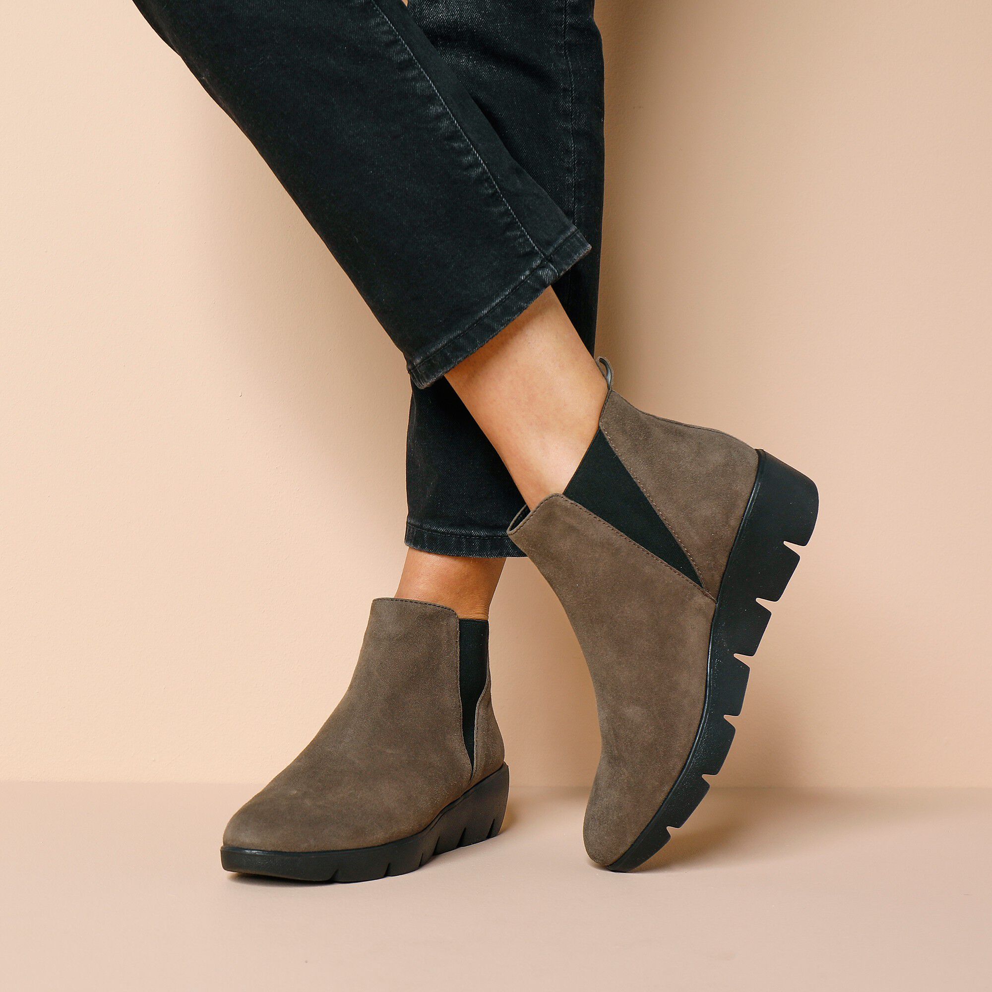 Boots compensées cuir souple certifié LWG