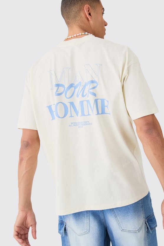 Oversize T-Shirt mit Pour Homme Print