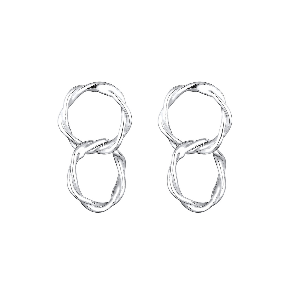 Elli Elli Boucles d'Oreilles Tordu Cercles Geo Minimal Boucles d'oreilles Femme  (925/ Boucles d'oreilles