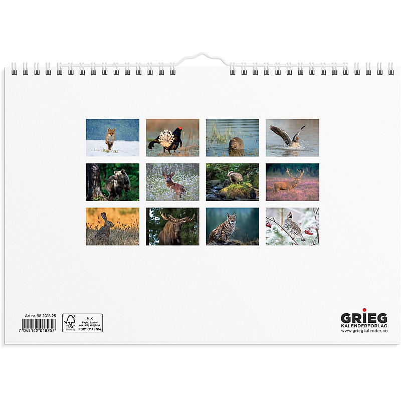 Veggkalender norske dyr 2025