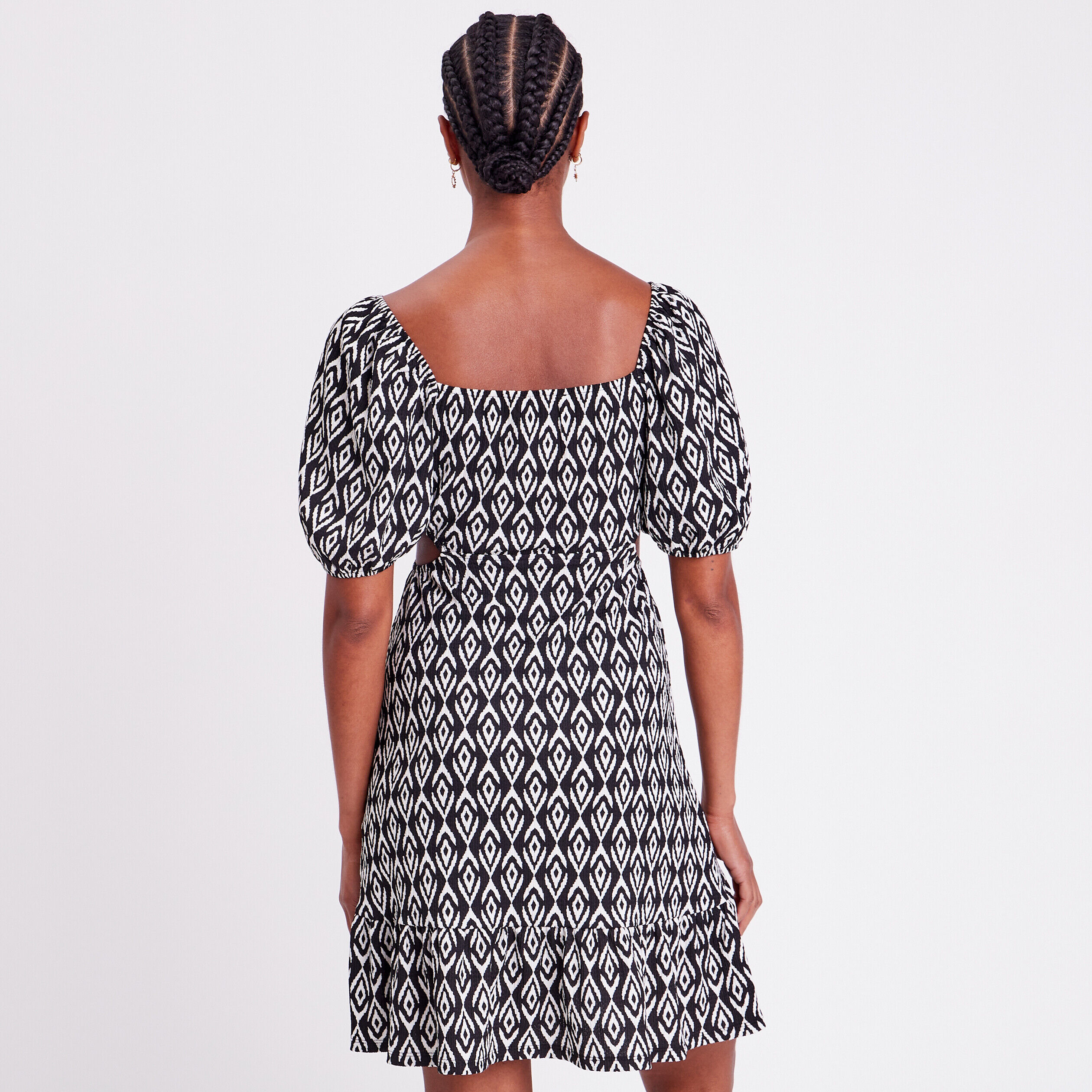 Robe évasée avec ouvertures noir femme | Cache Cache
