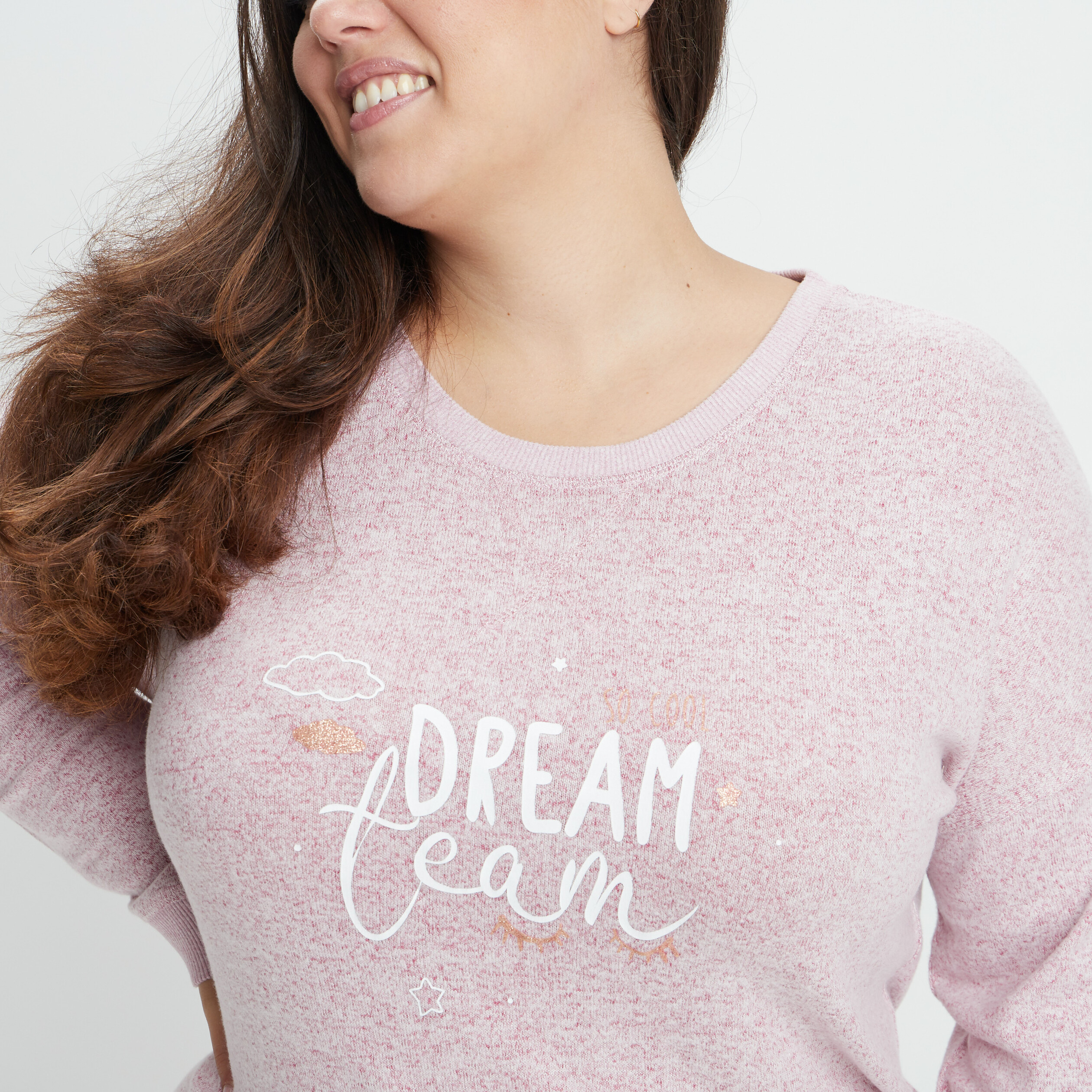 Ensemble pyjama 2 pièces rose framboise femme grande taille | La Halle
