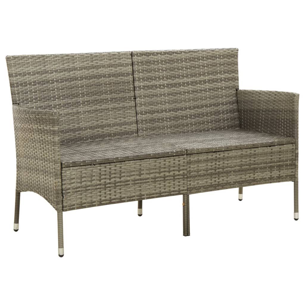 vidaXL Loungesofa Gartensofa 3-Sitzer mit Kissen Grau Poly Rattan, 1 Teile