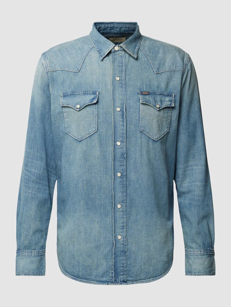 Regular Fit Jeanshemd mit Brusttaschen Modell 'ICON' in jeans