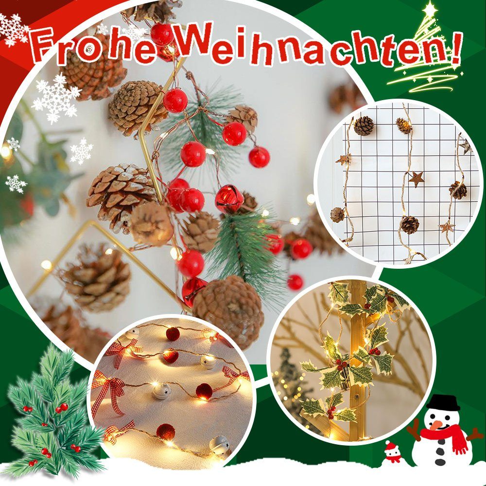 KAHOO Christbaumschmuck Lichterkette, 2M 20LEDs warmweiß, Weihnachtsdeko