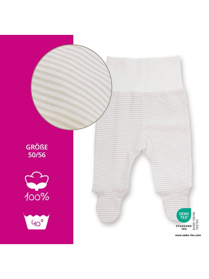 LaLoona Strampelhose 2er Pack - Stripes - Light Taupe - in weiss,beige günstig kaufen 62/68