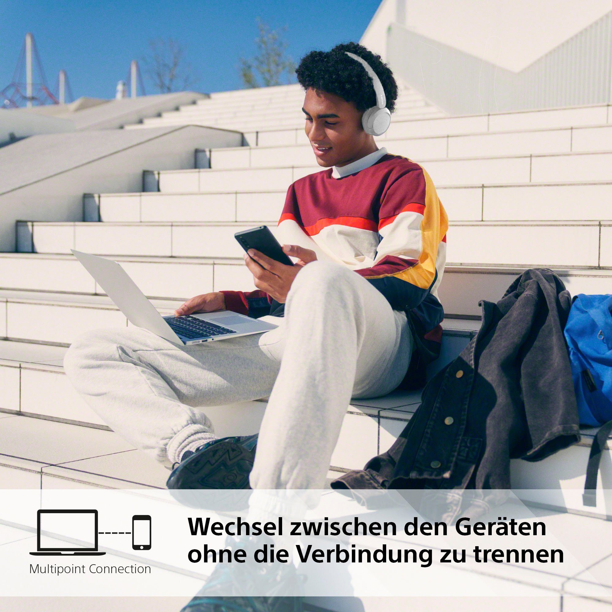 Sony WHCH520 On-Ear-Kopfhörer (Freisprechfunktion, Rauschunterdrückung, Google Assistant, Siri, Bluetooth, 50 Std. Akkulaufzeit)
