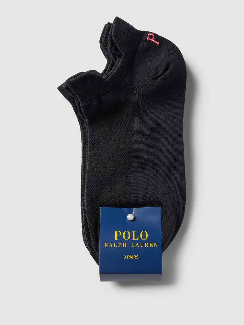 Sneakersocken mit Label-Print im 3er-Pack Modell 'DOUBLE' in schwarz