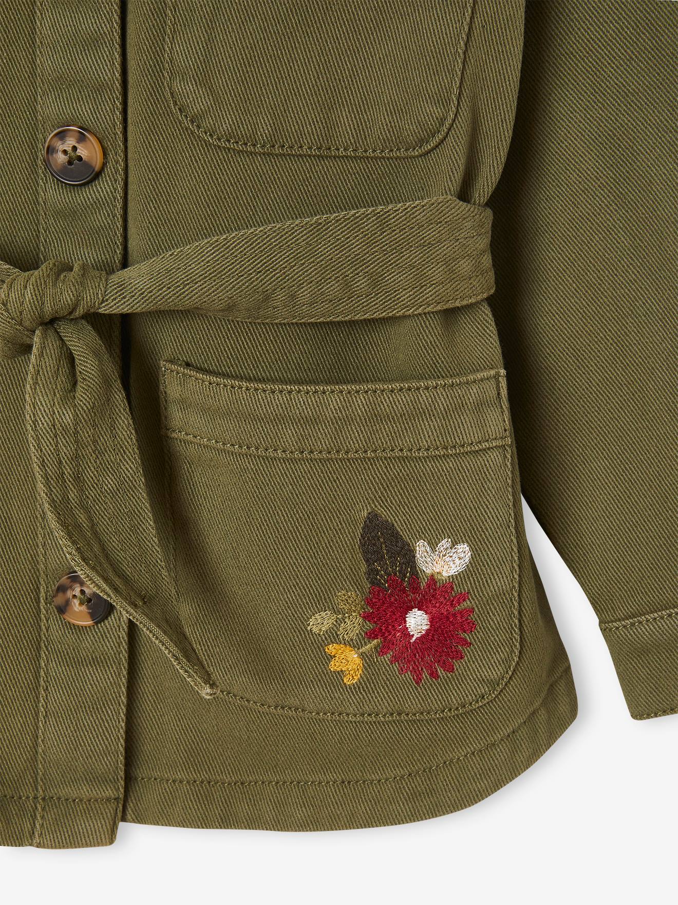 Veste saharienne brodée fleurs fille dark kaki