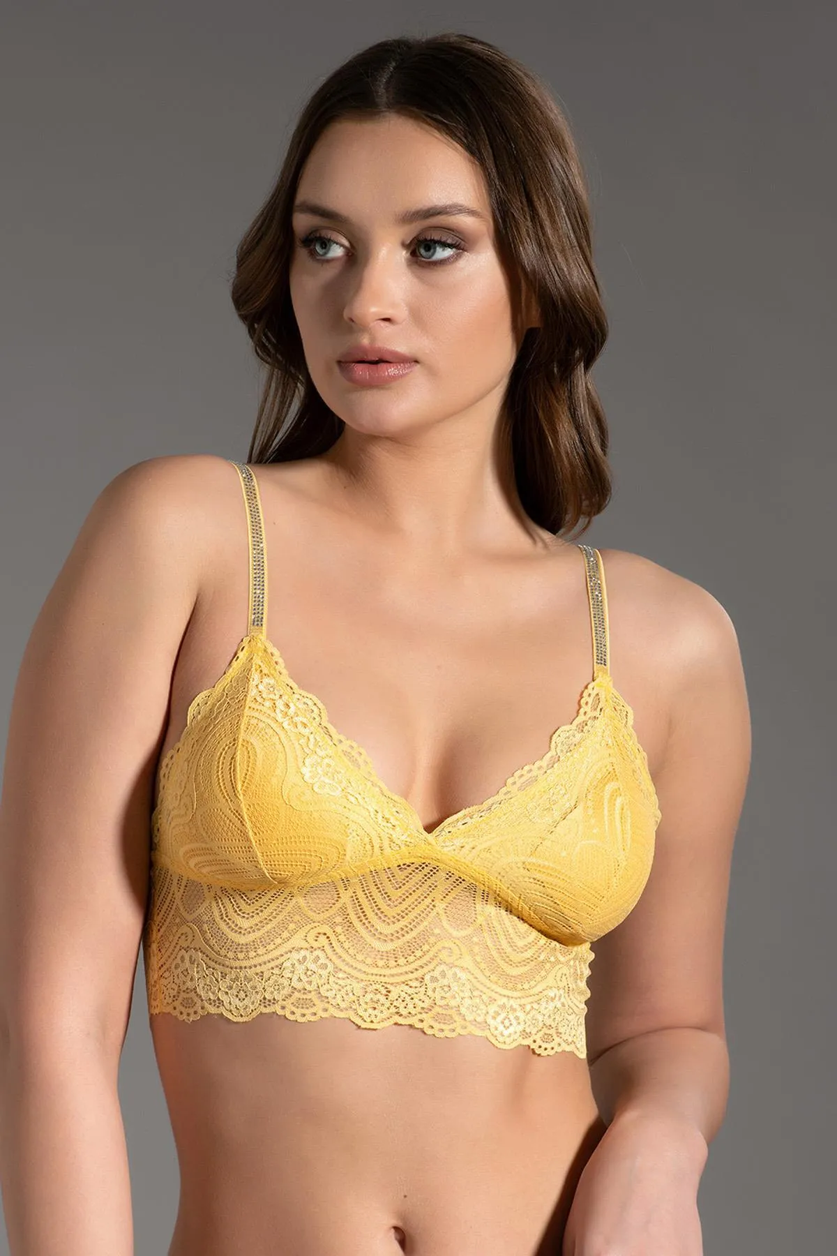 C&City  Bralette-BH aus gesteinigter Spitze C19009 Gelb