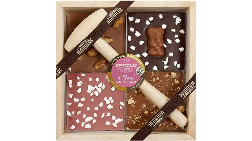 Le Comptoir de Mathilde Schokoladentafel mit Holzhammer 400 g