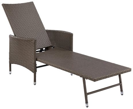 KONIFERA Gartenliege Mailand, Polyrattan, 4-fach verstellbar, inkl. Auflage