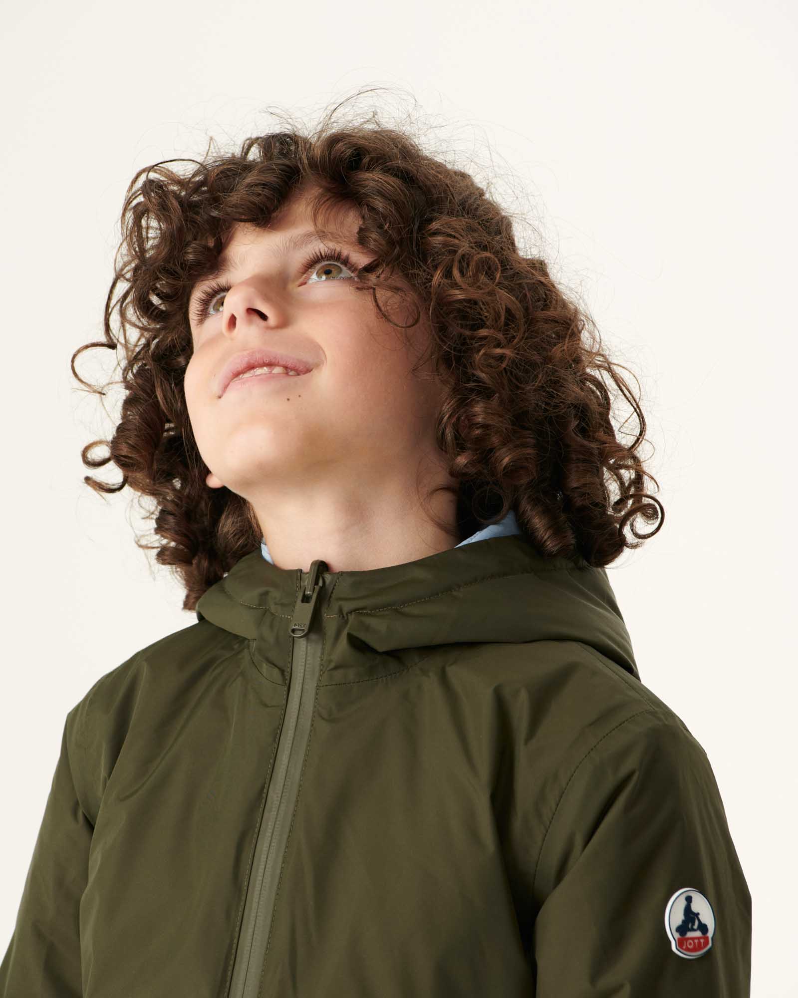 Doudoune Ultralight réversible à capuche Army/Bleu clair enfant Rosso