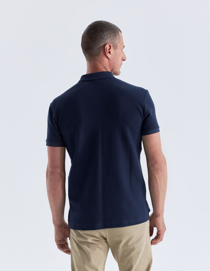Polo marine relief effet tressé Homme