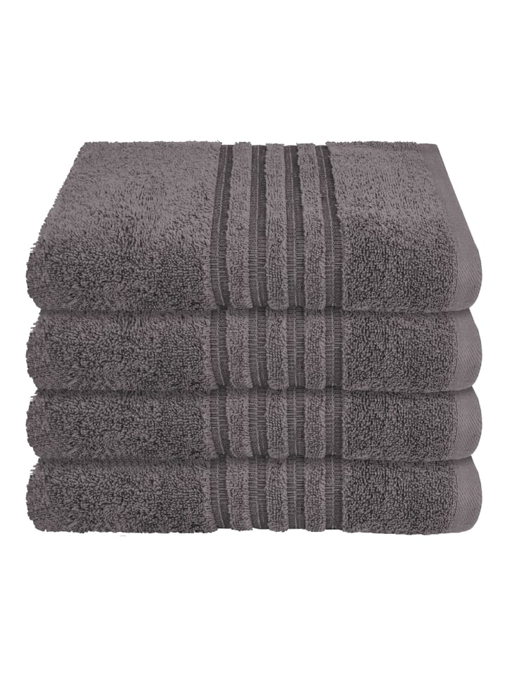 Schiesser Handtuch Milano im 4er Set in Dunkelgrau günstig kaufen 50 x 100 cm