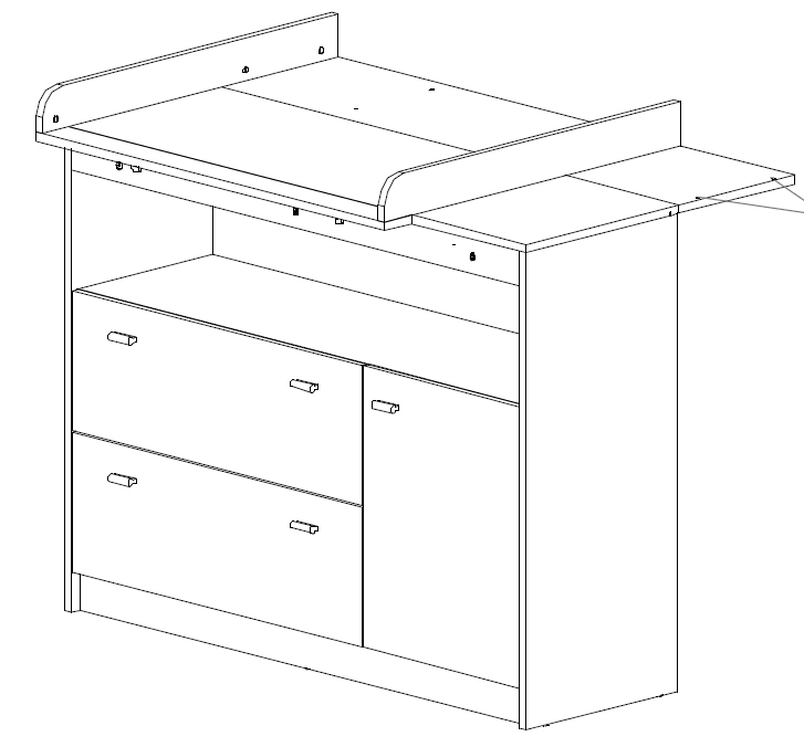 Roba Wickelkommode mit Wickelansatz, 2 Schubladen, 1 Tür, 1 offenes Fach, weiß, Wickelhöhe: 90cm