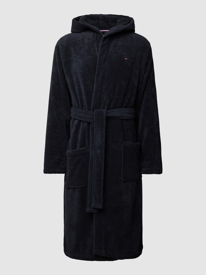 Bademantel mit Label-Stitching Modell 'ROBE' in marineblau