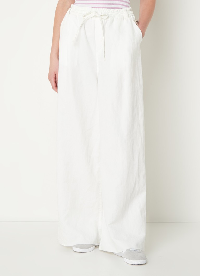 Pantaloni din in cu talie înaltă și croială largă, model 10DAYS.