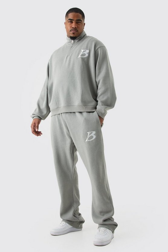 Plus kastiger Oversize Trainingsanzug mit B 1/4 Reißverschluss