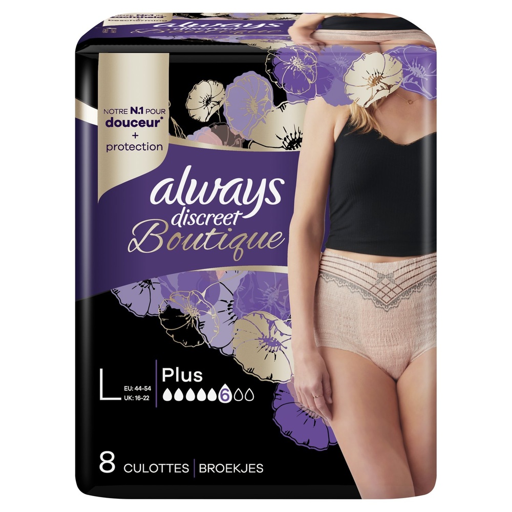 always Always Discreet Culottes Pour Fuites Urinaires Couleur Pêche x8 Culottes Pour Fuites Urinaires