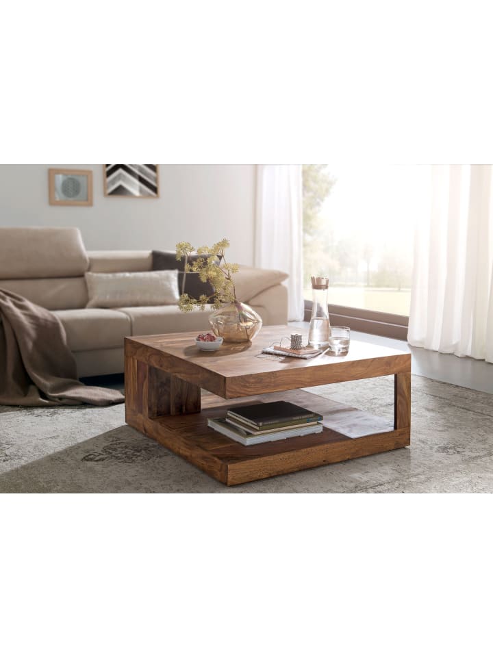KADIMA DESIGN Couchtisch Massiv-Holz Sheesham 90 cm breit Design Wohnzimmer-Tisch günstig kaufen onesize