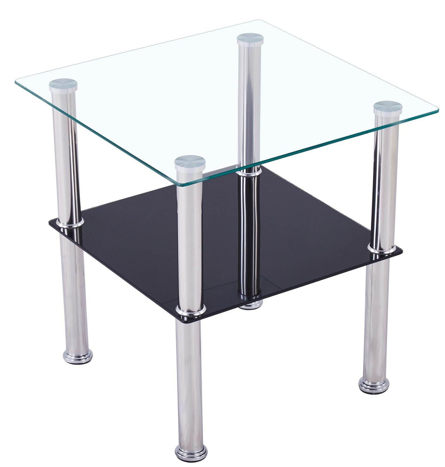 HOOZ Couchtisch Beistelltisch 40x40cm, schwarze Ablage - quadrat (1 Tisch), Höhe 47 cm
