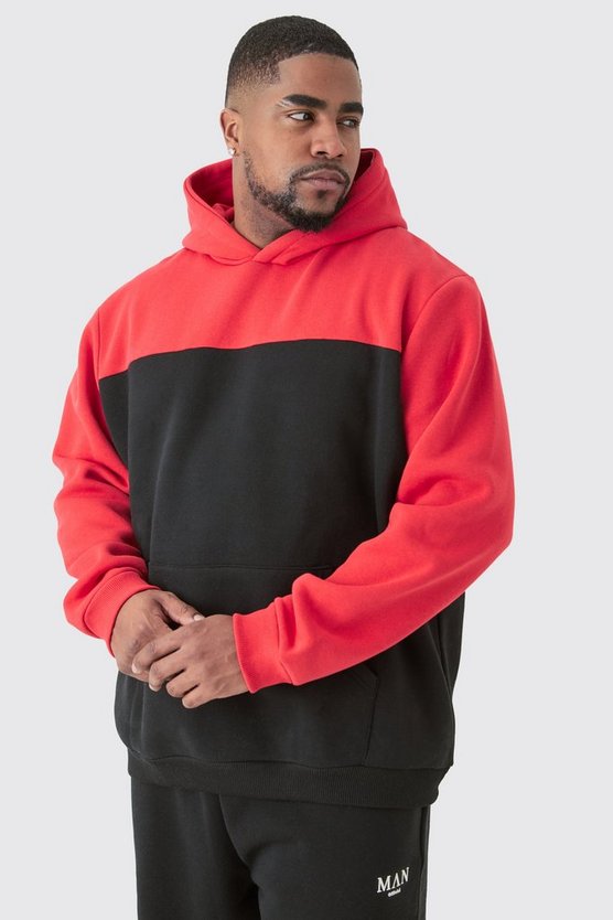 Plus roter Colorblock Hoodie