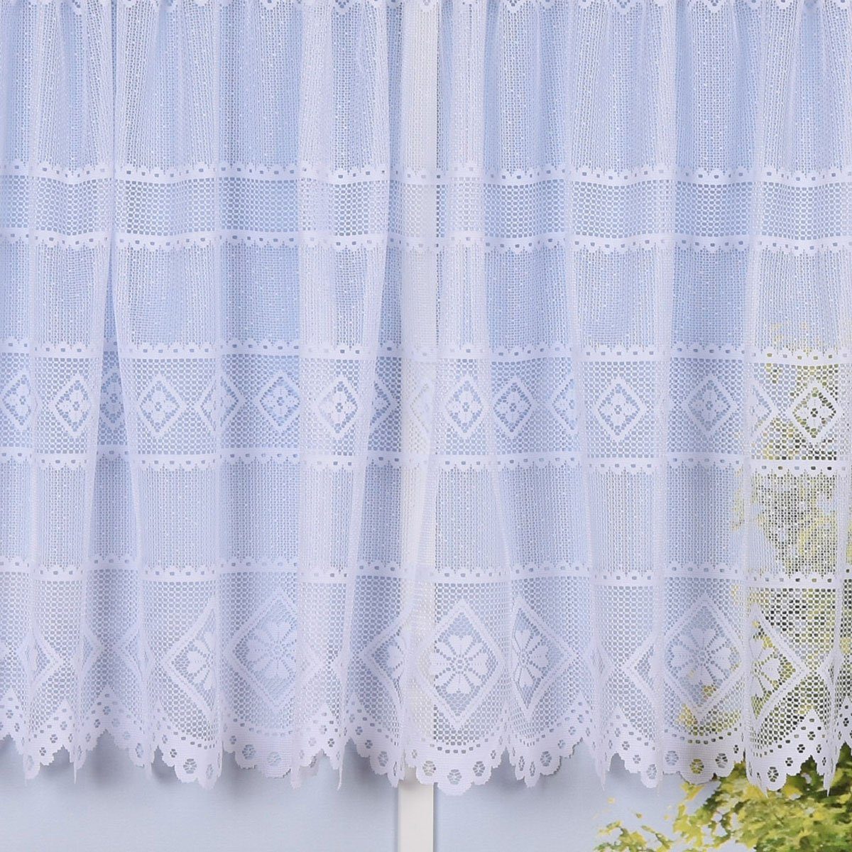 Meterware Wirk-Stores Gardinenstoff Wirkware transparent Blumen weiß 145cm, SCHÖNER LEBEN., halbtransparent, Kunstfaser