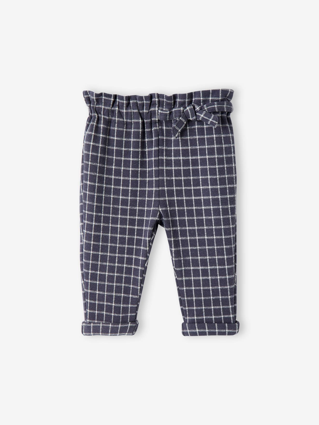Pantalon en molleton bébé à carreaux carreaux bleu foncé
