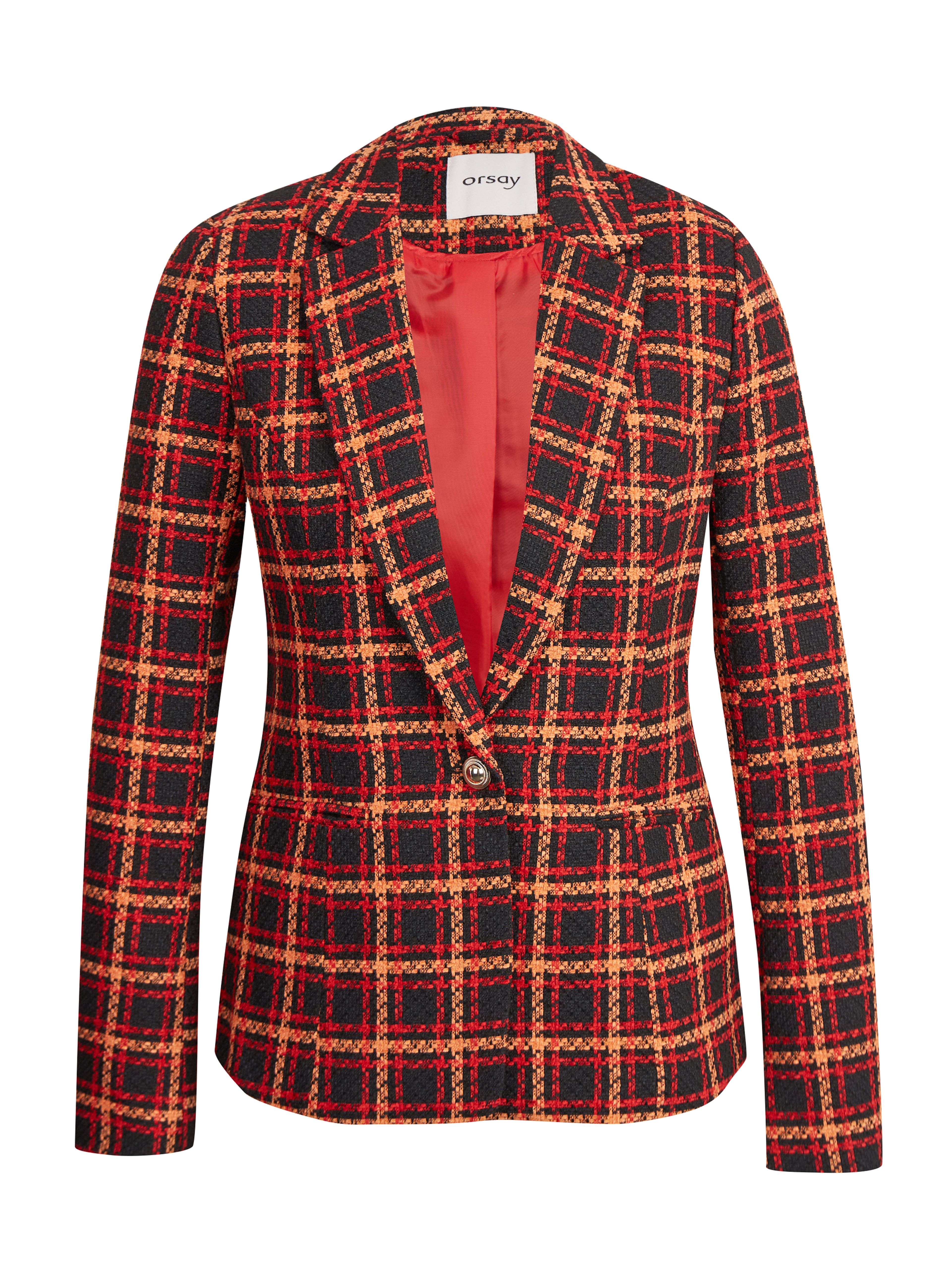 Schwarz-rot karierte Damenjacke ORSAY